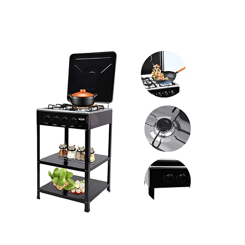 Cocina A Gas Encimera 4 Platos 4 Quemadores Con Patas Negro