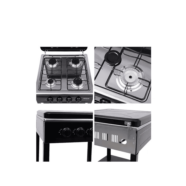Cocina A Gas Encimera 4 Platos 4 Quemadores Con Patas Negro 3