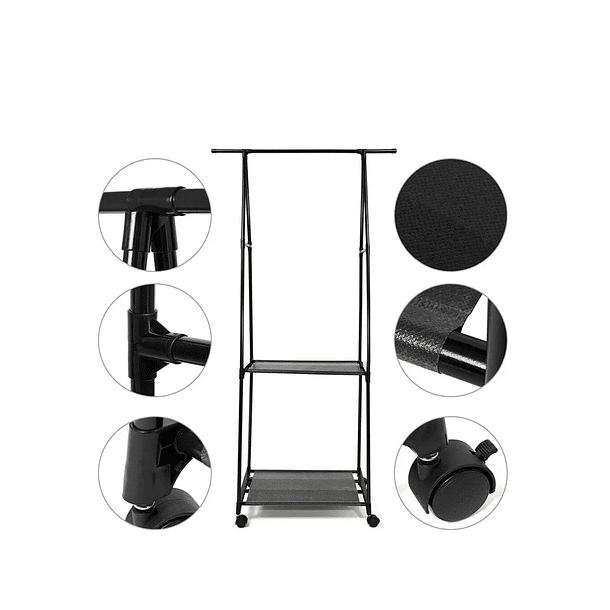 Perchero Pie Con Ruedas 2 Estantes Organizador   160x55   4