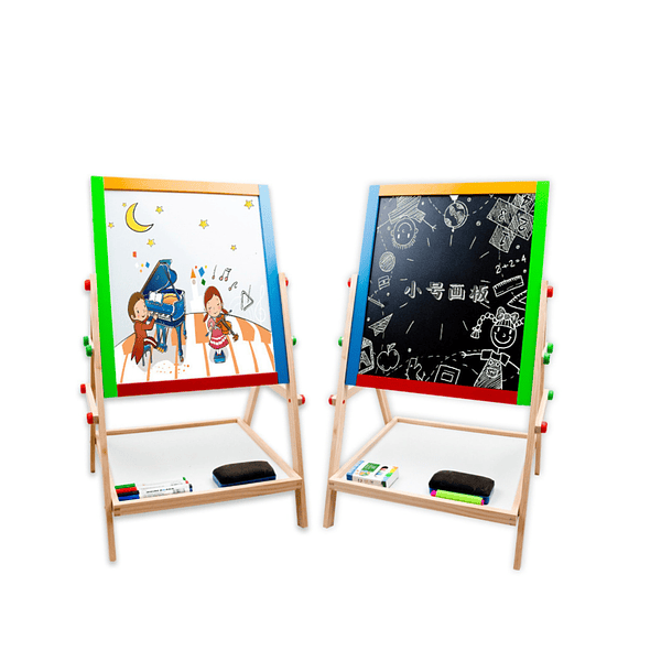 Pizarra Atril Para Niños 2 En 1 Doble Madera + Tiza Y Plumón 1