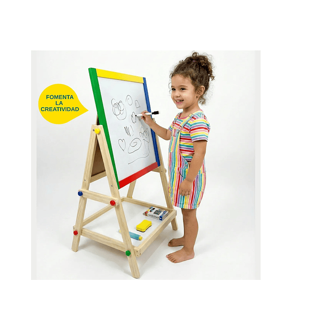 Pizarra Atril Para Niños 2 En 1 Doble Madera + Tiza Y Plumón 4