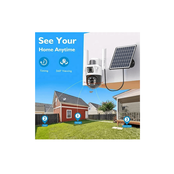 Cámara De Seguridad Solar De Doble Pantalla Visión Completa 3