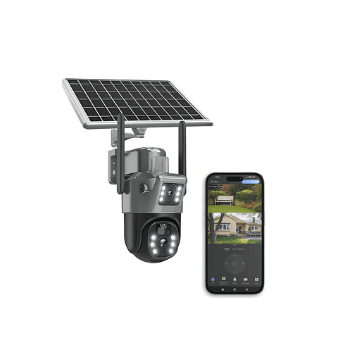 Cámara De Seguridad Solar De Doble Pantalla Visión Completa
