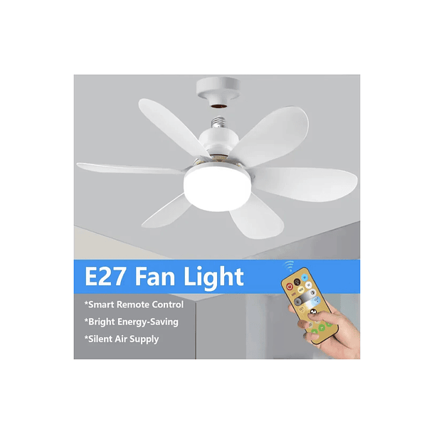 Ventilador De Techo Con Luz, E26/e27 Ventilador De Techo Con 52 Cm 50 Hz/60 Hz Blanco 3