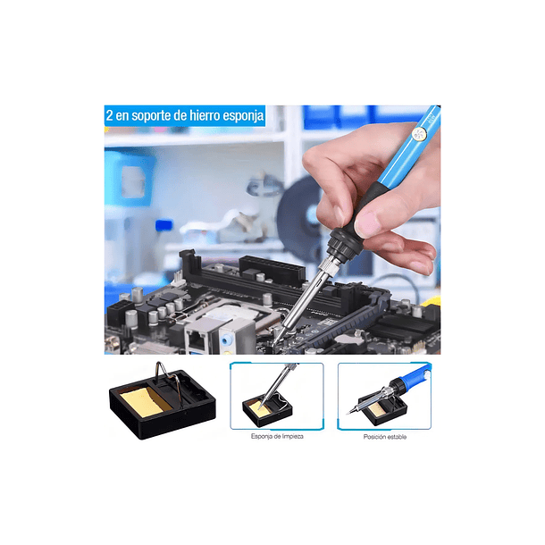 Kit Soldador de Estaño Eléctrico 60w Tipo Lápiz Temperatura Ajustable  4