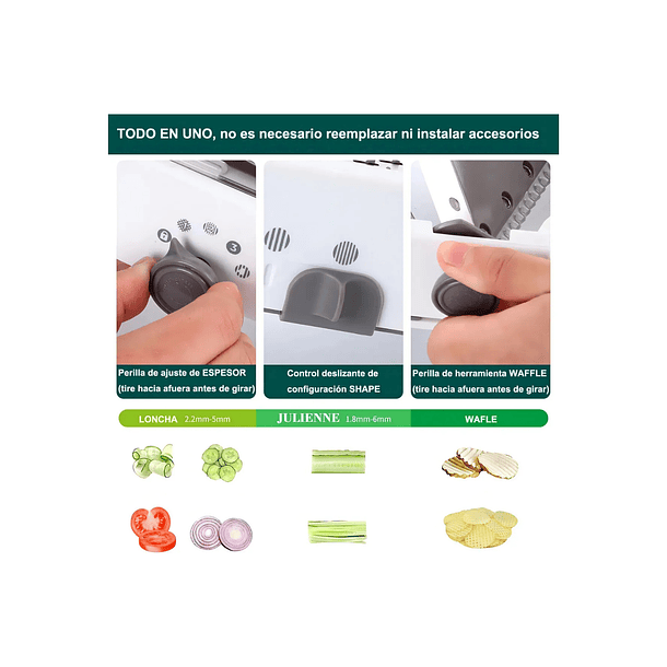 Mandolina Cortador Verduras Rallador Picador Multifuncional 4