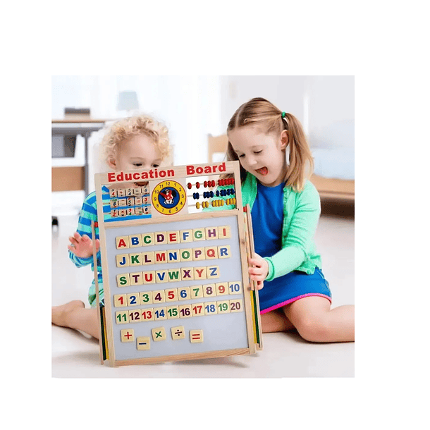 Pizarra Magnética Doble Para Niños Educativa C/ Accesorio 3