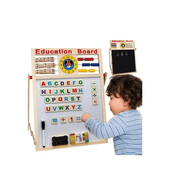 Pizarra Magnética Doble Para Niños Educativa C/ Accesorio 4