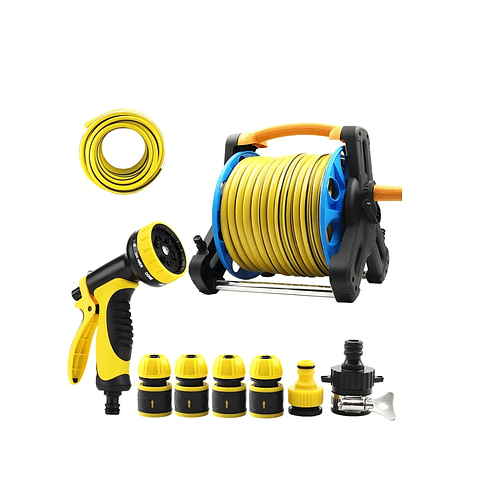 Manguera Retráctil Carrete Y Pulverizador Accesorios Jardín 15 METROS