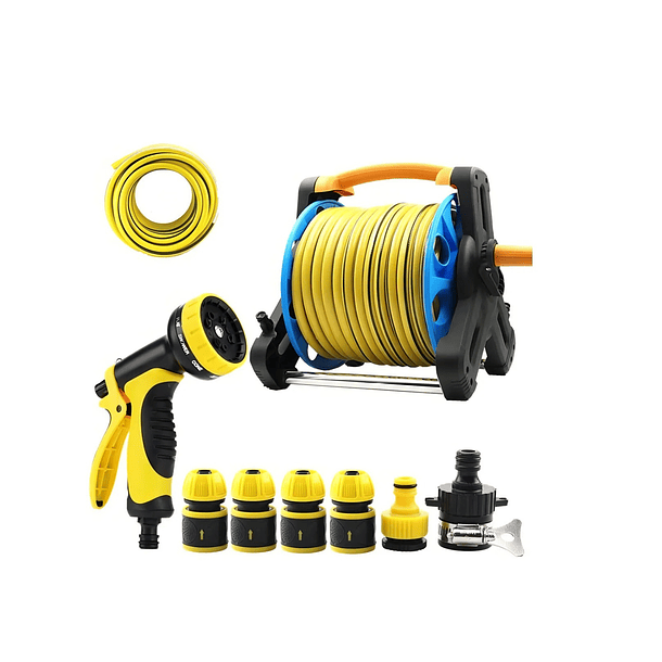 Manguera Retráctil Carrete Y Pulverizador Accesorios Jardín 15 METROS 1