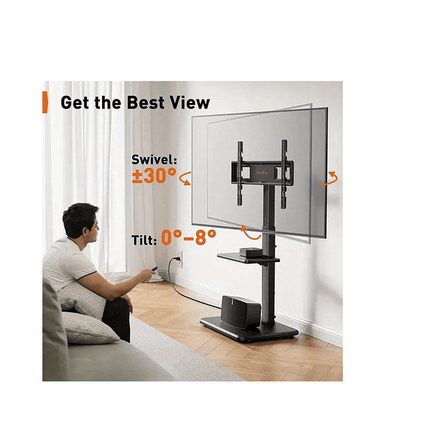 Soporte Tv Rack Movil Con Ruedas 32 A 70 Base Pedestal METAL 4