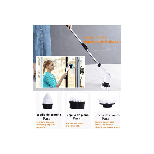 Cepillo Limpieza Eléctrico Inalámbrico Para Hogar 7 En 1 Blanco 2