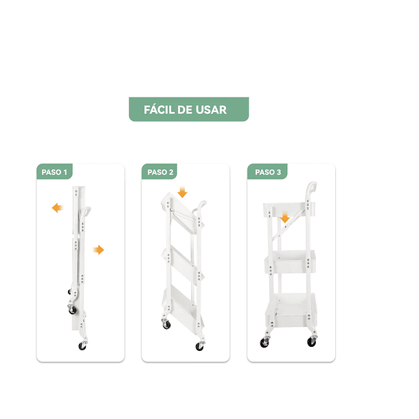 Carrito Organizador Carro Con Ruedas Asa Estante 3 Niveles   4