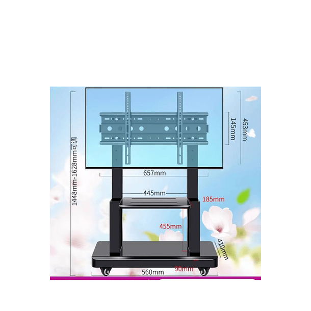 Soporte Pedestal Para Tv Soporte Tv Con Ruedas 32 - 70 Pulgada Negro  2