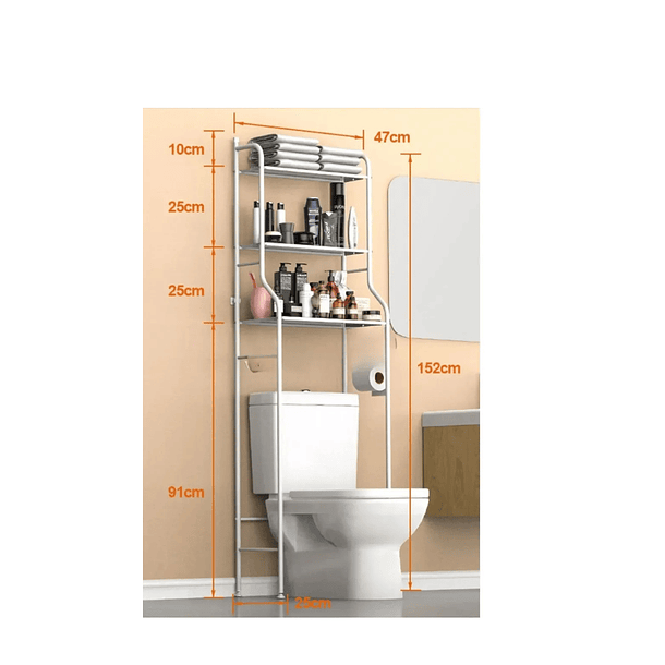 Estante De Baño Para El Hogar Estable De 3 Capas Color Blanco   5