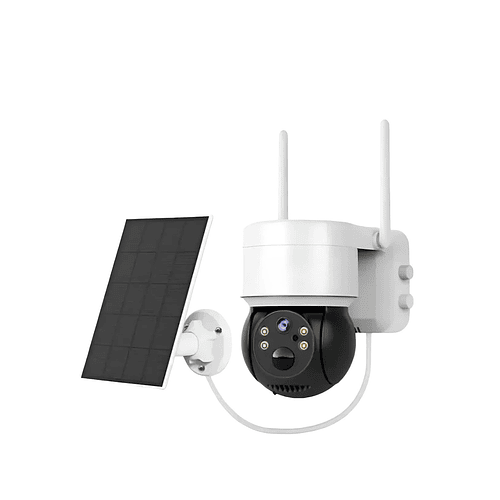 Camara Vigilancia Ip C/ Panel Solar 4 Led Sensor App Icsee Blanco