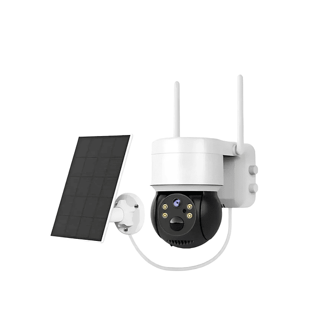 Camara Vigilancia Ip C/ Panel Solar 4 Led Sensor App Icsee Blanco 1
