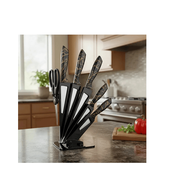Set De Cuchillos De Cocina 7 Piezas Diseño Elegance Marble 2