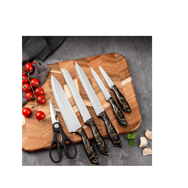 Set De Cuchillos De Cocina 7 Piezas Diseño Elegance Marble 4