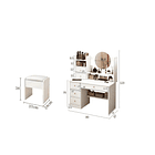 Tocador Con Espejo Luz 80x37x120cm 4 Cajones 2 Puertas Blanc Blanco 2