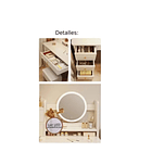 Tocador Con Espejo Luz 80x37x120cm 4 Cajones 2 Puertas Blanc Blanco 4