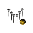 Pack X6 Faroles Solar Estaca Exterior Jardín Iluminación Negro 1