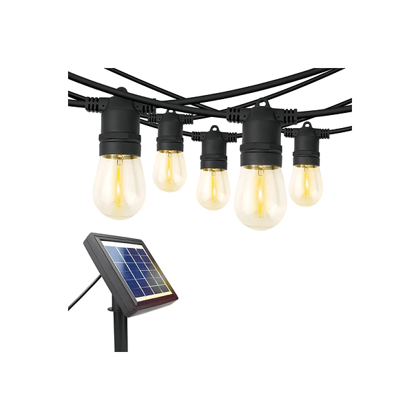 Guirnalda Solar Led 20 Ampolletas 5 Metros Luz Cálida 2700k Luz Blanco Cálido
