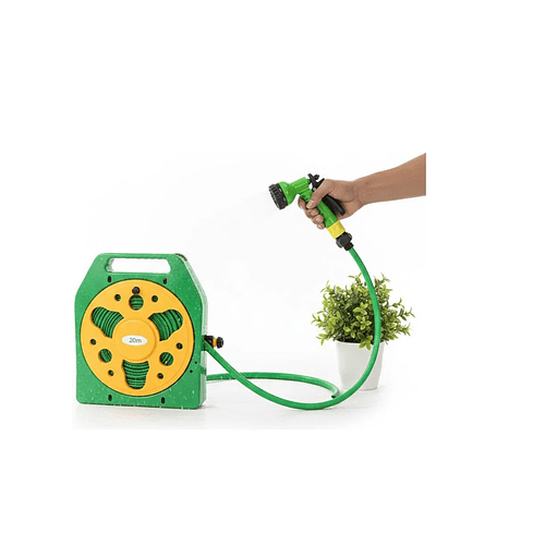 Manguera De Riego 20 Metros Con Carrete Y Pistola 7 Riegos