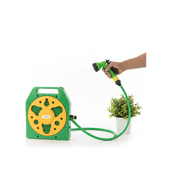 Manguera De Riego 20 Metros Con Carrete Y Pistola 7 Riegos 1
