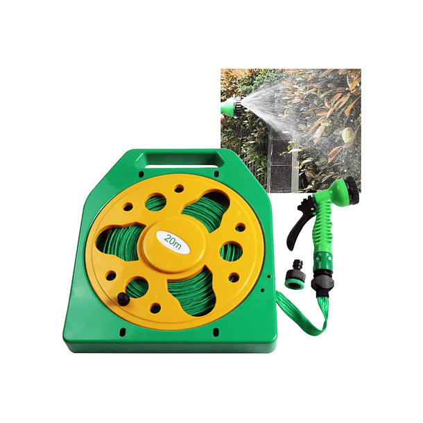 Manguera De Riego 20 Metros Con Carrete Y Pistola 7 Riegos 4