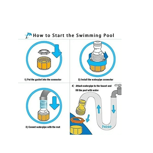 Piscina Inflable 170x110x45cm Dino Delfin Lanza Chorro Agua 3