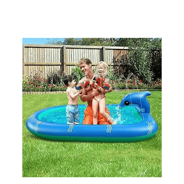 Piscina Inflable 170x110x45cm Dino Delfin Lanza Chorro Agua 4