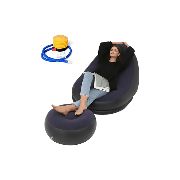 Sofa De Ocio Inflable Con Reposa Pies Silla Puff    10