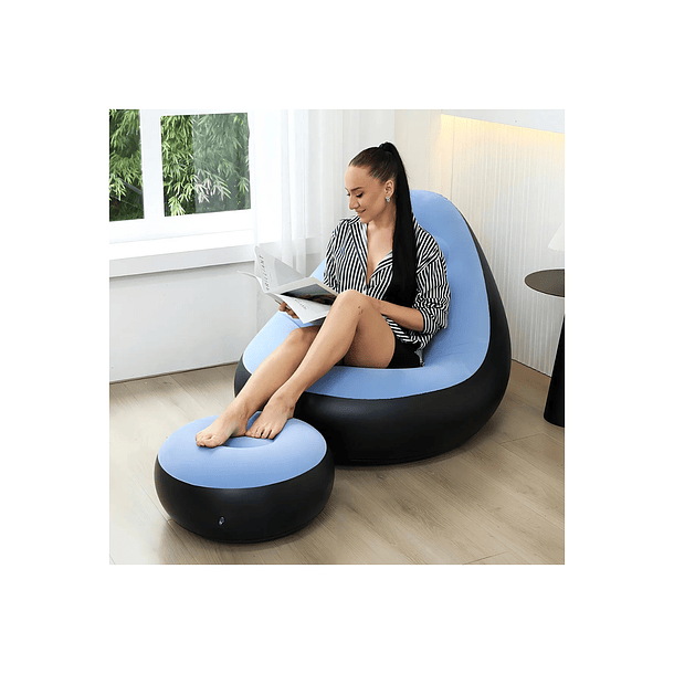 Sofa De Ocio Inflable Con Reposa Pies Silla Puff    11