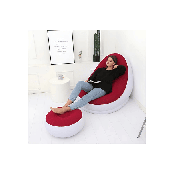 Sofa De Ocio Inflable Con Reposa Pies Silla Puff    12