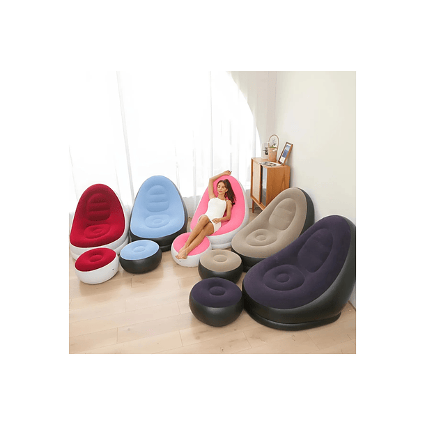 Sofa De Ocio Inflable Con Reposa Pies Silla Puff    14
