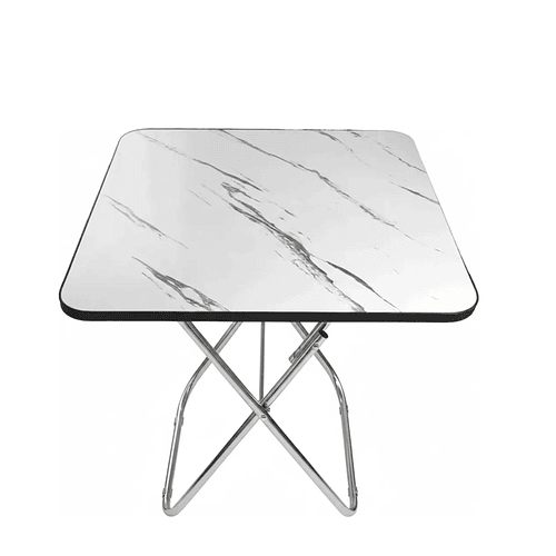 Mesa Plegable Cuadrada Acabado Que Simula Mármol 80x80cm