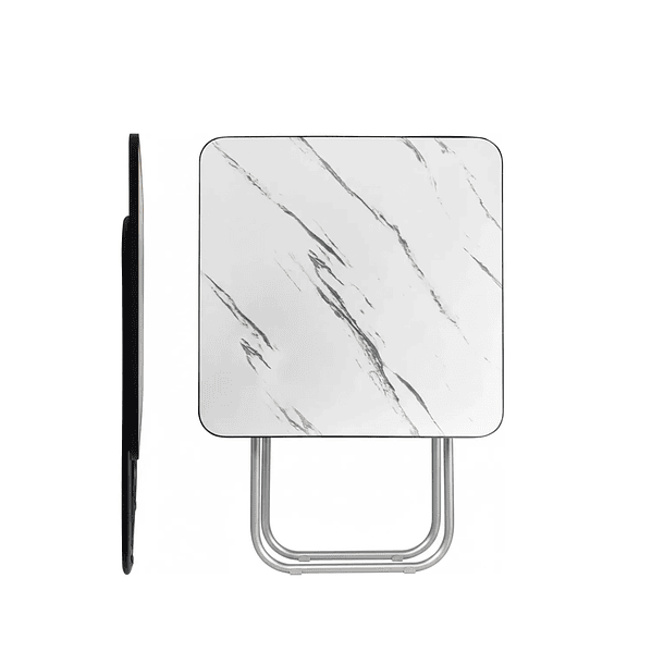 Mesa Plegable Cuadrada Acabado Que Simula Mármol 80x80cm 3