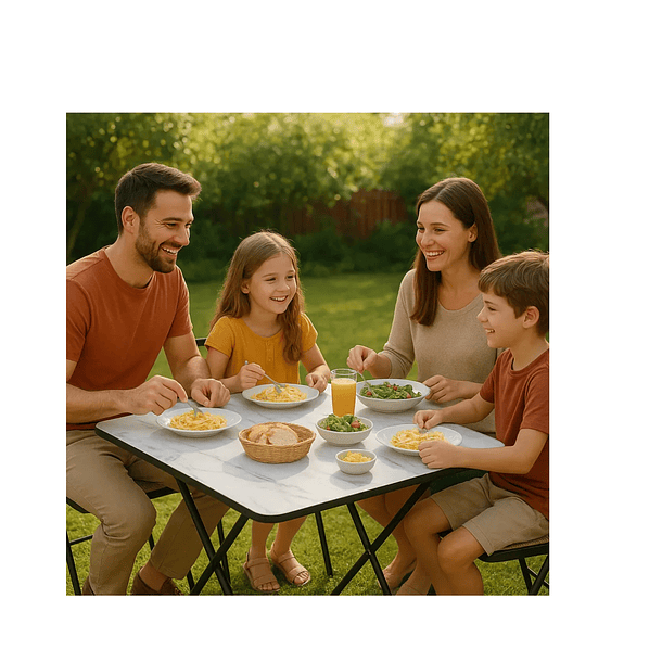 Mesa Plegable Cuadrada Acabado Que Simula Mármol 80x80cm 5