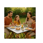 Mesa Plegable Cuadrada Acabado Que Simula Mármol 90X90 2