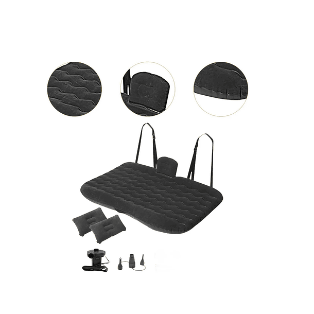 Colchón Inflable Asiento Trasero Auto + Compresor Aire  2 Plazas 130X80X40CM  2