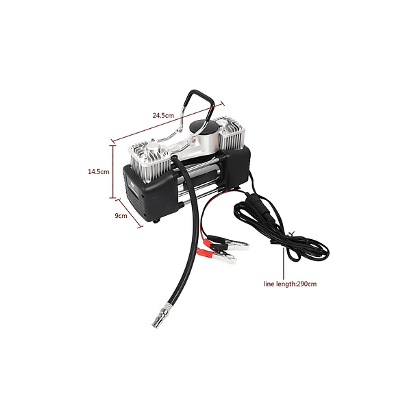Compresor De Aire Doble Cilindro 12v Inflador Neumáticos Negro 50 Monofásica 2