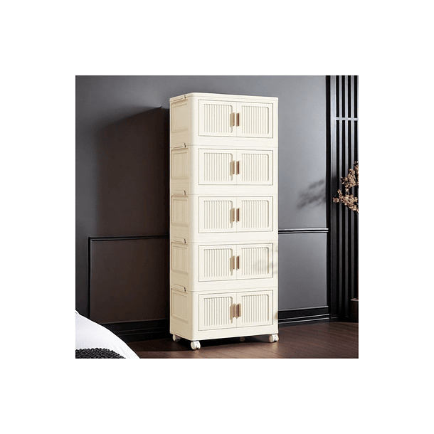 Cajón Armario Multiusos Ropa Y Zapatos Plegable 5 Niveles Blanco Cajonera con ruedas 3