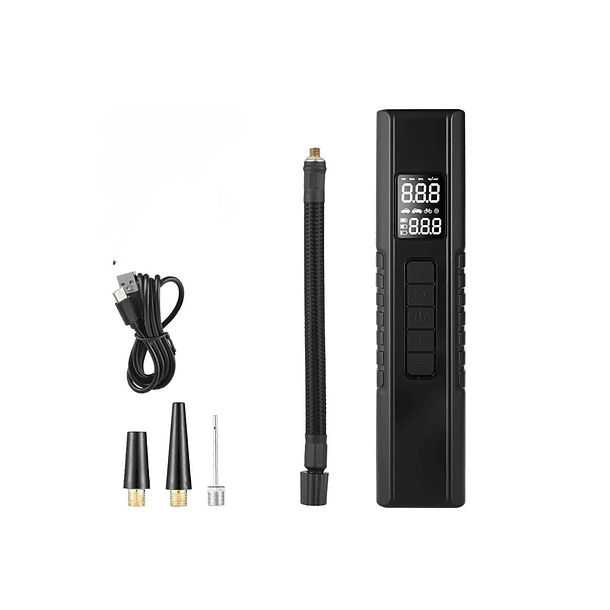 Compresor De Aire Portatil A Batería Inflador Neumaticos Negro Monofásica 2