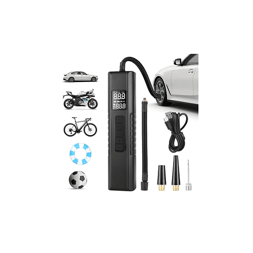 Compresor De Aire Portatil A Batería Inflador Neumaticos Negro Monofásica