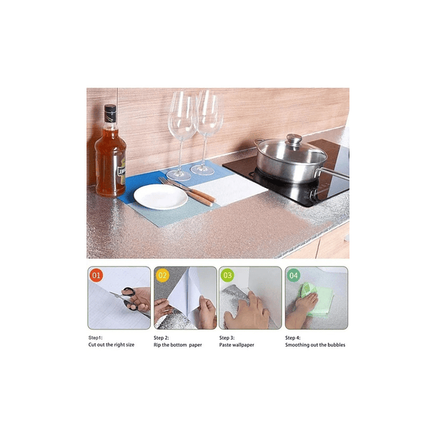 Adhesivo De Aluminio Impermeable Para Cocina 3 Metros 3