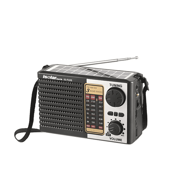 Radio Solar Portátil Multifuncional | 3 Bandas Am/fm/sw Negro 1