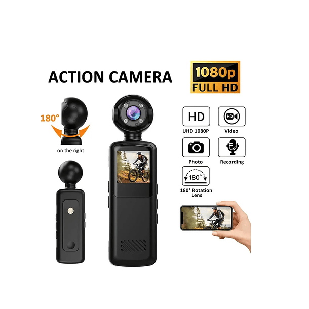 Mini Body Camara Profesional Full Hd | Grabación 180° Negro 5