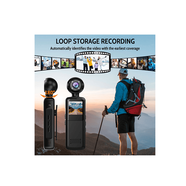 Mini Body Camara Profesional Full Hd | Grabación 180° Negro 7