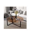 Mesa De Centro Redonda Vidrio Ahumado Moderna 60cm Negro 2